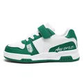Stylish green and white leather sneakers for boys and girls versatile casual sports shoes - White Green