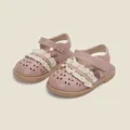 Pink baby girl summer sandals with delicate lace trim and breathable hollow-out design - Inner Length 11.0cm / Pink (39MBX2308B)