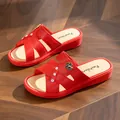 Sandales à plateforme rouges pour femmes avec décor de trèfle et semelle épaisse antidérapante - 36-37 / 3cm Hauteur du Talon / Rouge