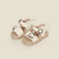 Sandales élégantes crème pour tout-petits avec doubles boucles en argent pour l'été - Longueur Intérieure 11.0cm / Sandales Ajustables à Double Boucle (5MBXY151) / Beige