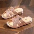 Élégantes mules compensées roses pour femmes avec strass et détails de trèfle à quatre feuilles - 36-37 / 3cm Hauteur du Talon / Or