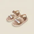 Stylish brown children's sandals featuring woven texture and soft strap closure - Inner Length 14.5cm / Brown (38MBX58212)