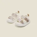Breathable cream baby girl walking sandals featuring brown stripes and cute star detail - Inner Length 11.5cm / Milk Tea Color (58MBX23283)