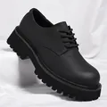 Retro men's black platform derby shoes in high street style with chunky soles - 38 / Black
