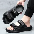 Sandales de sport noires premium pour hommes avec brides réglables et semelle souple antidérapante - 38 / Noir (Mules)