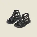 Sandales gladiateur noires pour tout-petits avec doubles boucles pour filles - Longueur Intérieure 12cm / Style à Double Boucle Tissée (38MBX9221X) / Noir