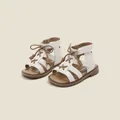 Sandales blanches pour petites filles avec nœud en corde marron au style princesse adorable - Longueur Intérieure 12cm / Style à Nœud Ajouré (23MBX2301) / Beige