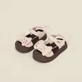 Sandales roses mignonnes pour fillettes avec un grand nœud et une broderie de cerise - Longueur Intérieure 11.0cm / Style Nœud Cerise (13MBX9165) / Rose