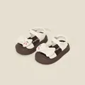 Sandales beige mignonnes pour petites filles avec nœud décoratif et broderie de cerise - Longueur Intérieure 12.5cm / Style Nœud Cerise (13MBX9165) / Beige