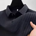 Close-up of black seersucker striped polo shirt showing breathable fabric texture - S / Tops / Black