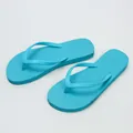 Trendy cyan flat flip-flops for beach and summer casual wear - 35-36 / Lake Blue