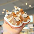 Cute cartoon bear baby walking sandals with soft non-slip soles for toddlers aged 0-2 years - Size 16 (Inner Length 11.5 cm) / Brown