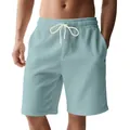 Pantalones cortos deportivos de pana azul claro para hombre con cordón para playa y verano. - Azul claro