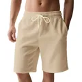 Pantalones cortos vintage de pana beige para hombre con cordón para playa. - Albaricoque