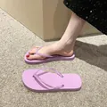 Stylish purple flip-flop thong sandals for women summer beach wear in flat sole style - 35-36 / Wrapped Core Style / Purple