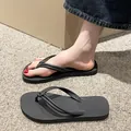 Minimalist stylish black flat thong sandals for women and men summer beach wear - 35-36 / Knotted Style / Black