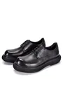 Classic black genuine leather Derby shoes with thick platform sole for men - 38 / Black