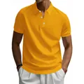 Mens bright yellow quick-dry short sleeve polo shirt featuring a classic lapel design - S / Top (YY-CW-13) / Bright yellow