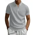 Classic men's minimalist grey quick-dry short sleeve polo shirt in a retro British style - S / Top (YY-CW-13) / Light Gray