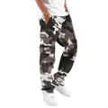 Detailansicht der grauen Camouflage-Cargohose für Herren mit großen Taschen - Dunkelgrau