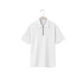 Detailansicht eines weißen Herren-Poloshirts mit Jacquard-Struktur und Reißverschluss - Weiß