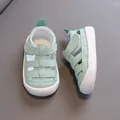 Breathable mint green toddler sandals with closed-toe design and anti-slip soft sole - Mint Green