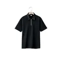 Stylisches schwarzes Polo-Shirt für Herren mit Waffelstruktur und Reißverschluss auf Bügel. - Schwarz