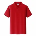 Polo a maniche corte rossa classica da uomo realizzata in tessuto a maglia traspirante - Rosso