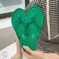 Bright green minimalist thong flip-flop sandals with soft straps and fashion insole - 35 / Green