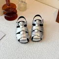 Silver woven Roman sandals for kids with closed-toe design for summer - Silver