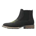 Black suede Chelsea boots for men with distinctive yellow embroidery on the toe - 40 / Black
