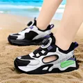 Baskets respirantes pour enfants avec boucle rotative sur la plage pour le sport - Noir et Blanc