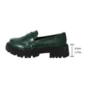 Dark green crocodile embossed platform loafer with 4.5cm thick sole and chunky heel - 35 / Green