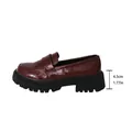 Stylish burgundy croc-pattern platform loafers for women with a 4.5cm thick lug sole - 35 / Burgundy