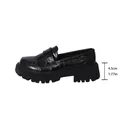Elegant black croc-embossed patent leather platform loafers with chunky 4.5cm sole - 35 / Black