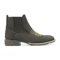 Geborduurde heren Chelsea boots in antraciet suède finish met elastisch zijpaneel - Donkerbruin