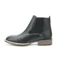 Klassieke zwarte Chelsea boots voor heren met struisvogelmotief en elastisch paneel - Zwart Struisvogel Textuur