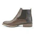 Bruine Chelsea boots voor heren met struisvogelprint en elastische zijpanelen - Donkerbruin Struisvogelpatroon