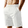 Dettaglio dei pantaloncini da uomo in velluto a coste bianco con coulisse e trama del tessuto - Taglia S / Pantaloni e gonne / Bianco