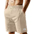 Dettaglio di pantaloncini da uomo in velluto a coste con texture e coulisse. - Albicocca