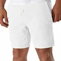 Detailed close-up of white vintage corduroy shorts featuring vertical ribbed texture - S / Bottoms / White