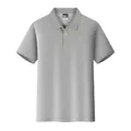 Professional grey short-sleeved polo shirt for men with breathable cotton fabric - Gray