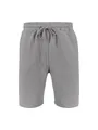 Front view of grey men's casual linen shorts with drawstring elastic waist - S / Bottoms / Gray