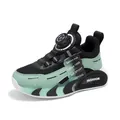 Zapatillas deportivas transpirables de malla para niños en negro y verde menta con cierre - Negro Verde