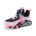 Zapatillas de malla transpirable para niños en rosa y negro con cierre de hebilla giratoria - Negro rosa