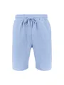 High-quality detail of men's light blue casual linen shorts with elastic drawstring waist - Sky Blue