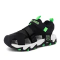 Sandali sportivi chiusi e traspiranti in nero e verde neon per ragazzi in estate - nero e verde