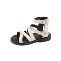 Elegantes sandalias romanas beige para niñas con correas cruzadas y hebillas para el verano - Talla 26-30 (Lote de 5) / Blanco Roto