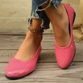 Elegant pink croc-embossed pointed toe flat loafers with soft rubber sole for women - 36 / Watermelon red