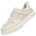 Zapatillas de hombre en cuero genuino transpirable con diseño calado en color crema - 38 / Blanco Roto Calado
